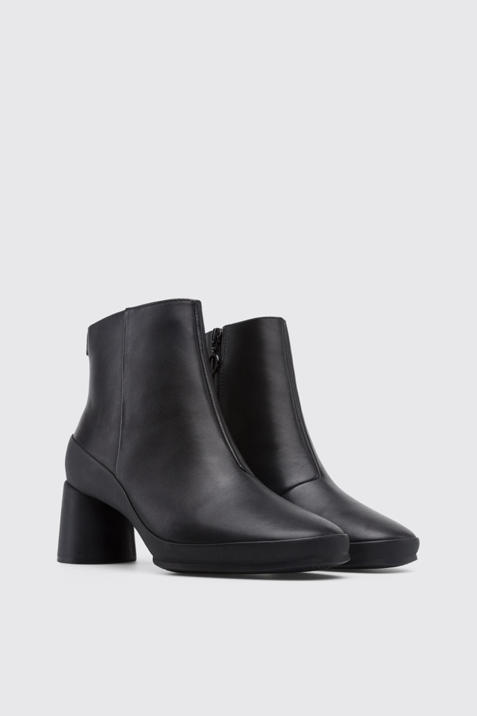Front view of Upright Women's black ankle boot