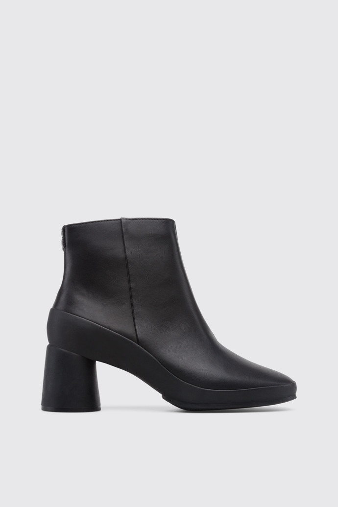 Image of Side view of Upright Women's black ankle boot