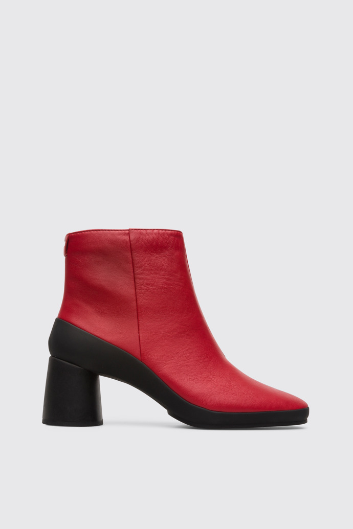 Side view of Upright Red Ankle Boots for Women