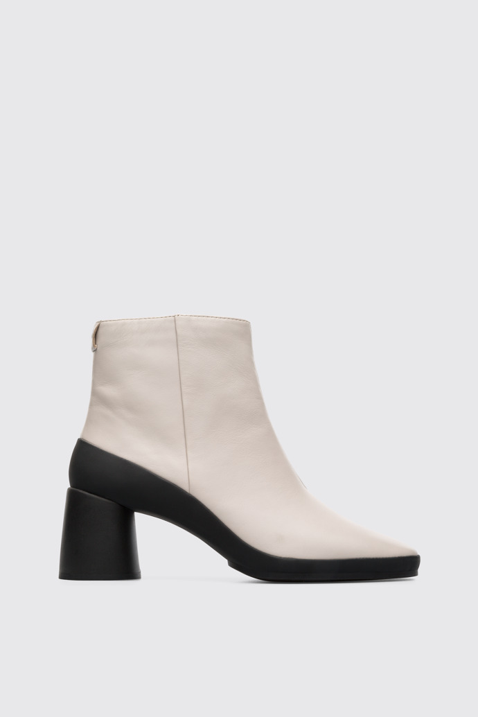 Side view of Upright Beige Ankle Boots for Women
