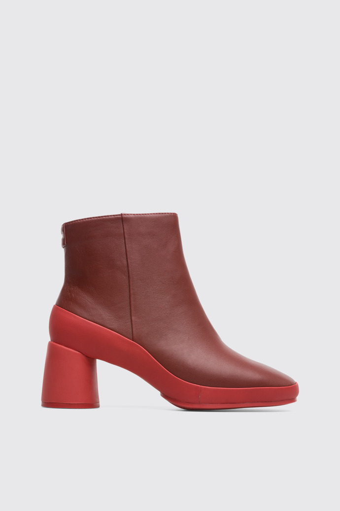 Side view of Upright Women's red-brown ankle boot