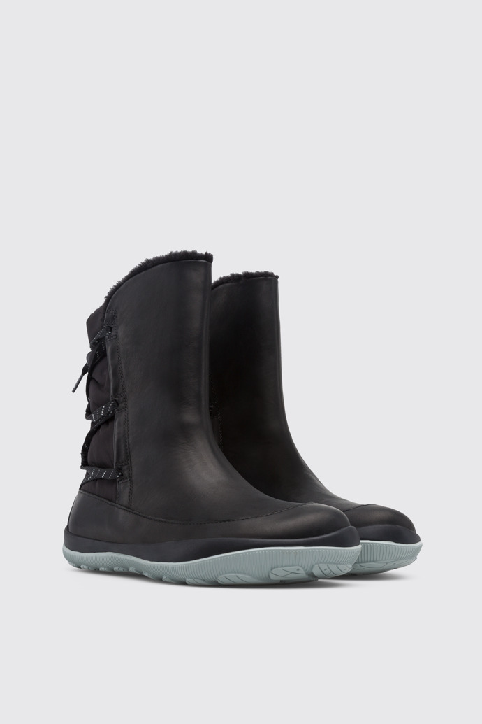 Front view of Peu Pista Waterproof black mid boot for women