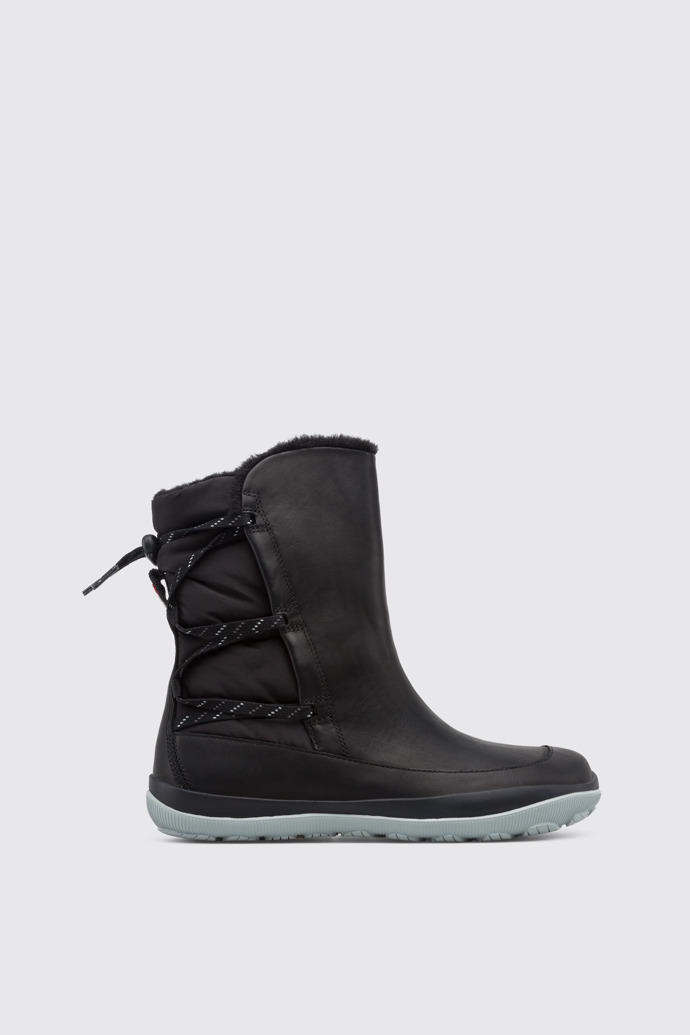 Side view of Peu Pista Waterproof black mid boot for women