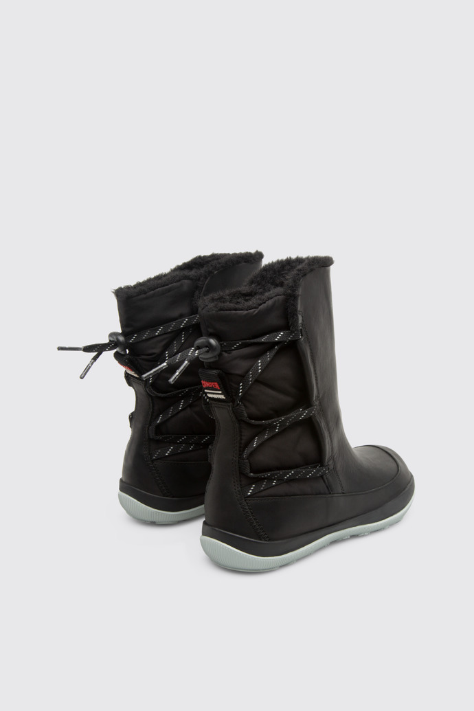 Back view of Peu Pista Waterproof black mid boot for women