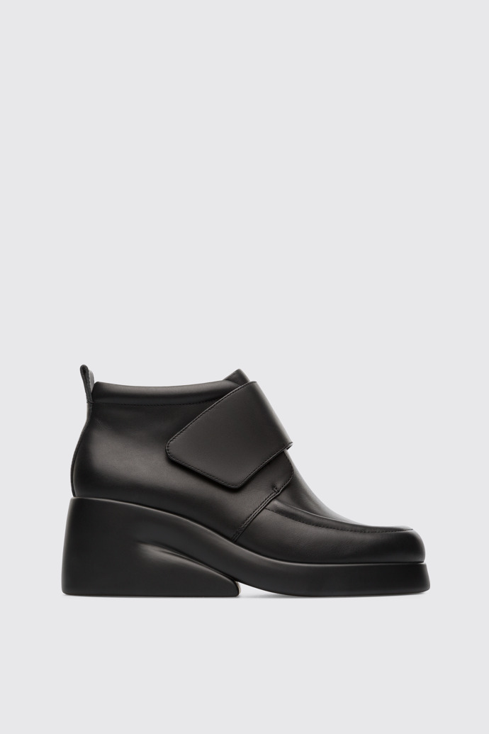 Side view of Kaah Black Ankle Boots for Women