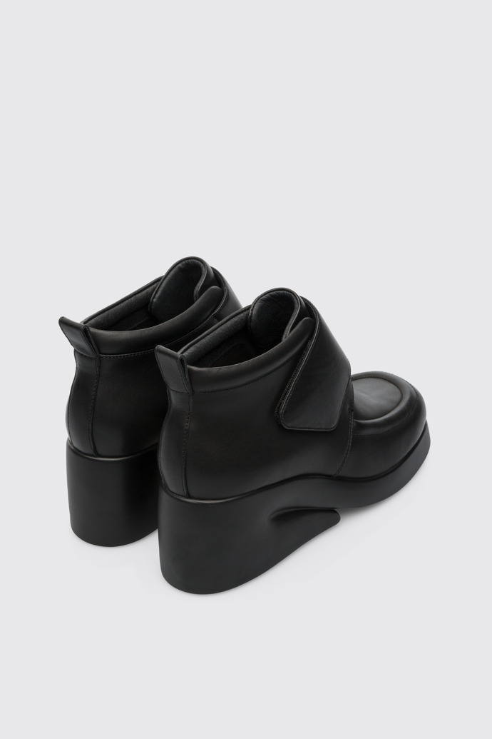 Back view of Kaah Black Ankle Boots for Women