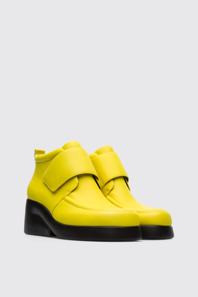 Front view of Kaah Yellow Ankle Boots for Women