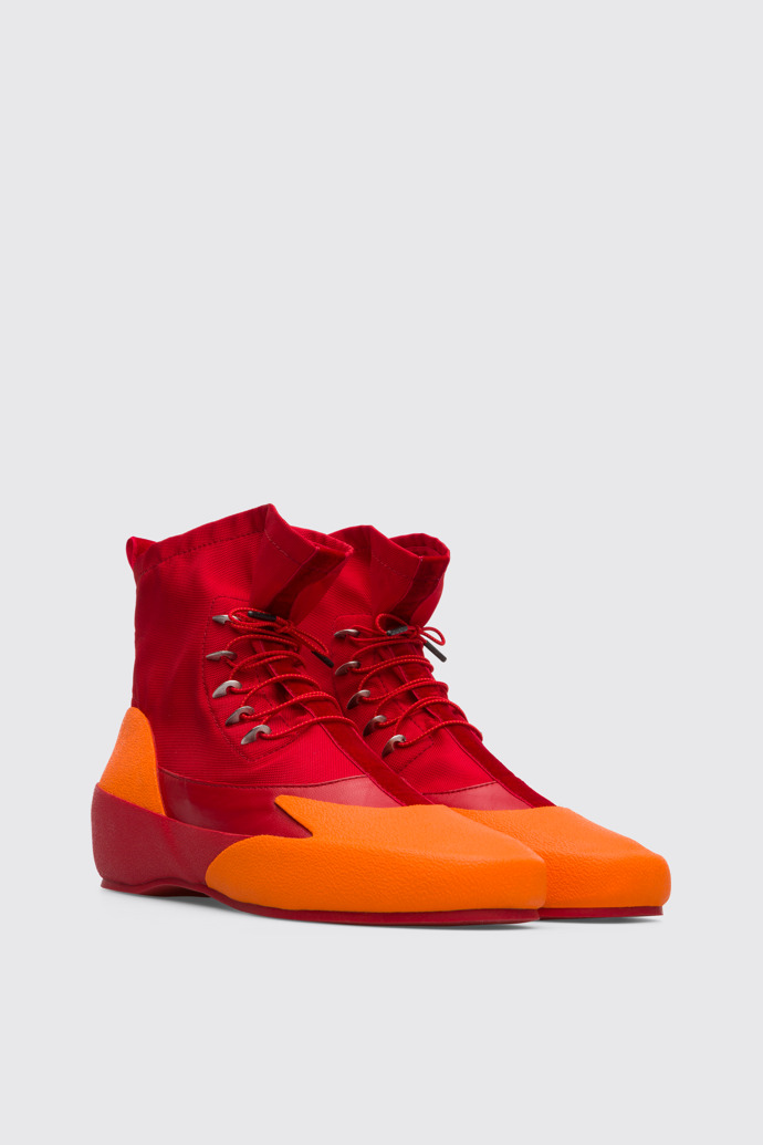 Image of Front view of Kiko Kostadinov Red Ankle Boots for Women
