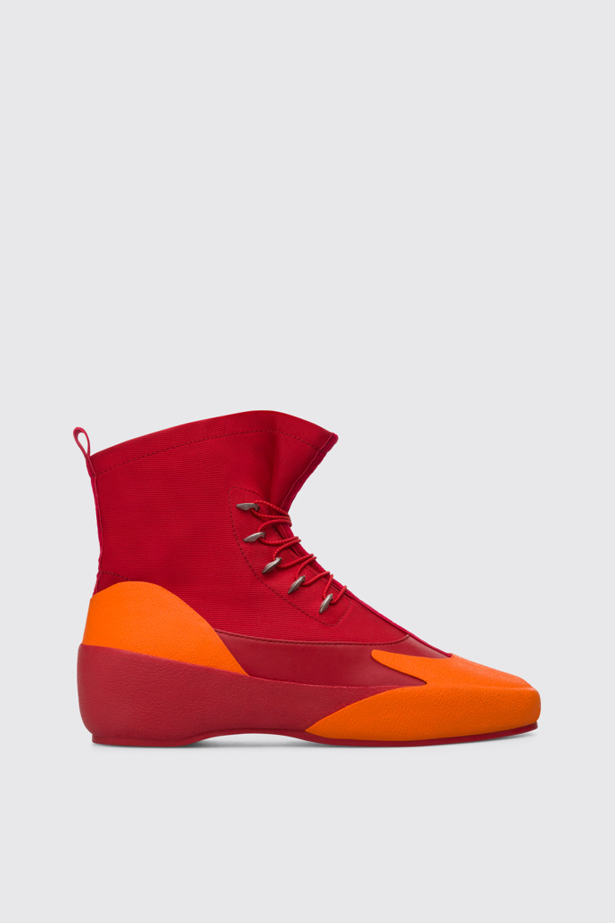Side view of Kiko Kostadinov Red Ankle Boots for Women