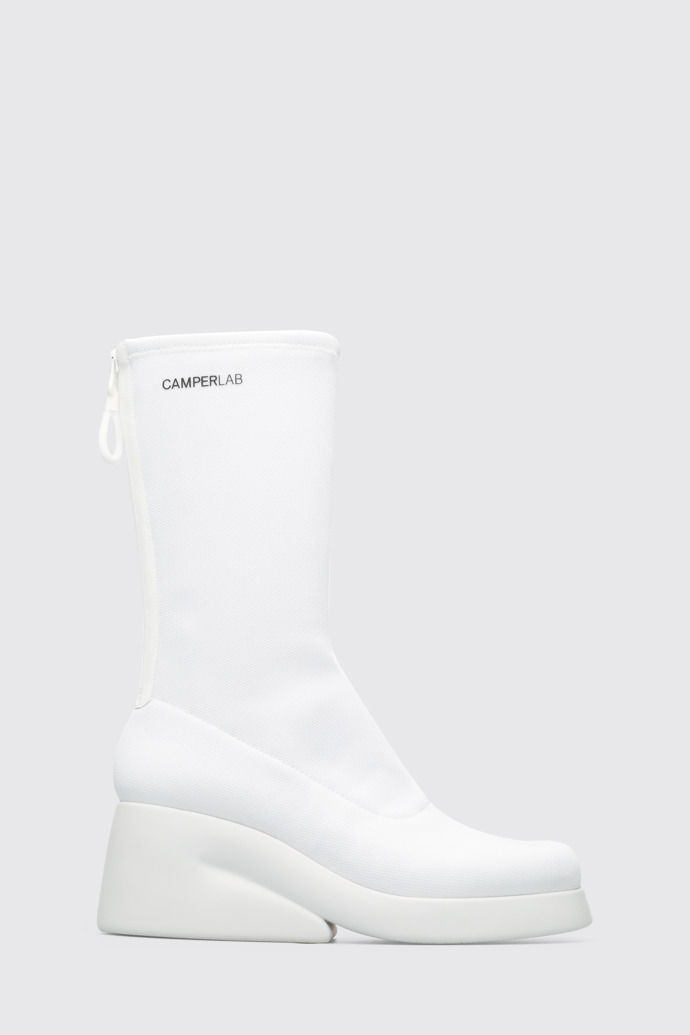 Side view of Kaah Women's white high boot