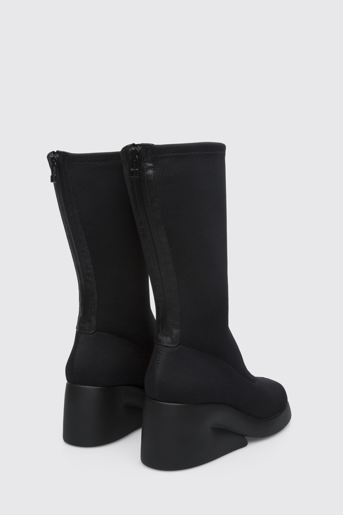 Back view of Kaah Black high boot for women