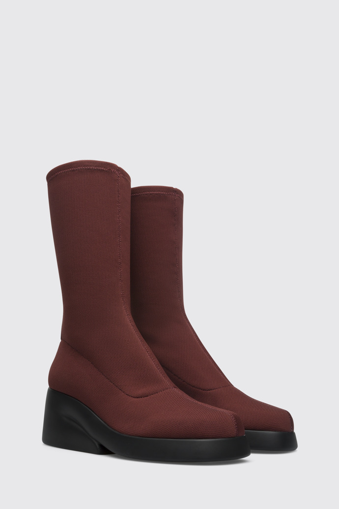 Front view of Kaah Burgundy high boot for women