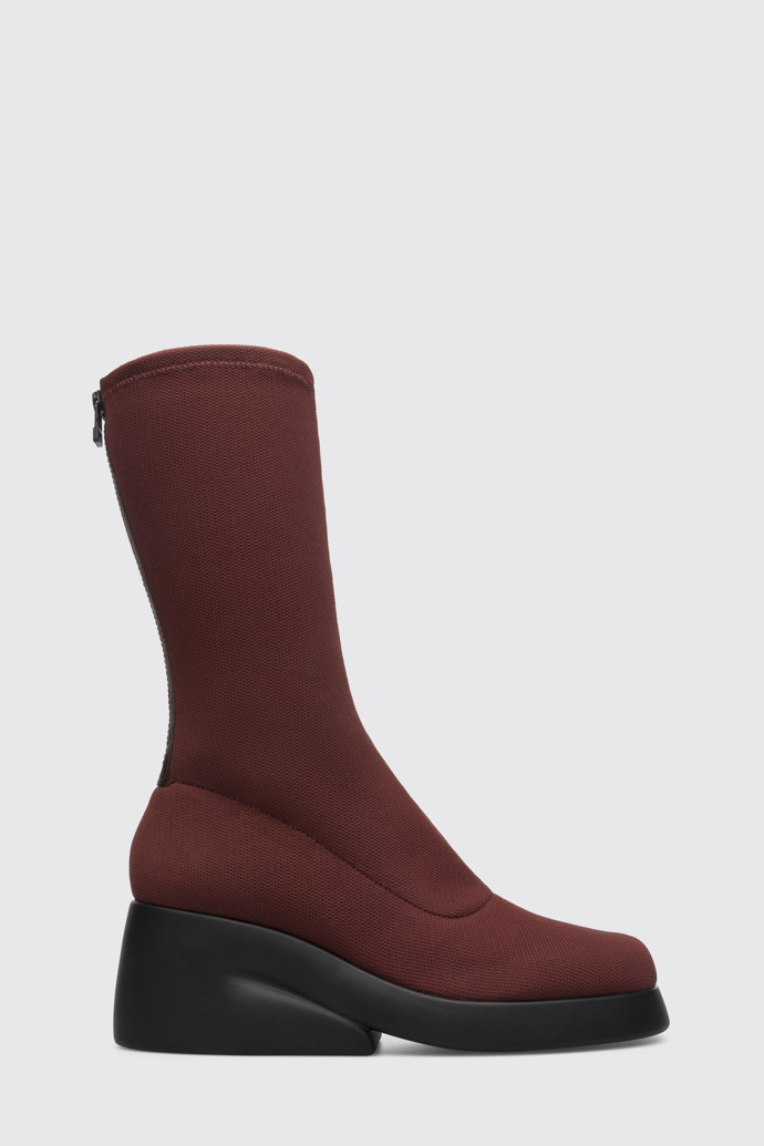 Side view of Kaah Burgundy high boot for women