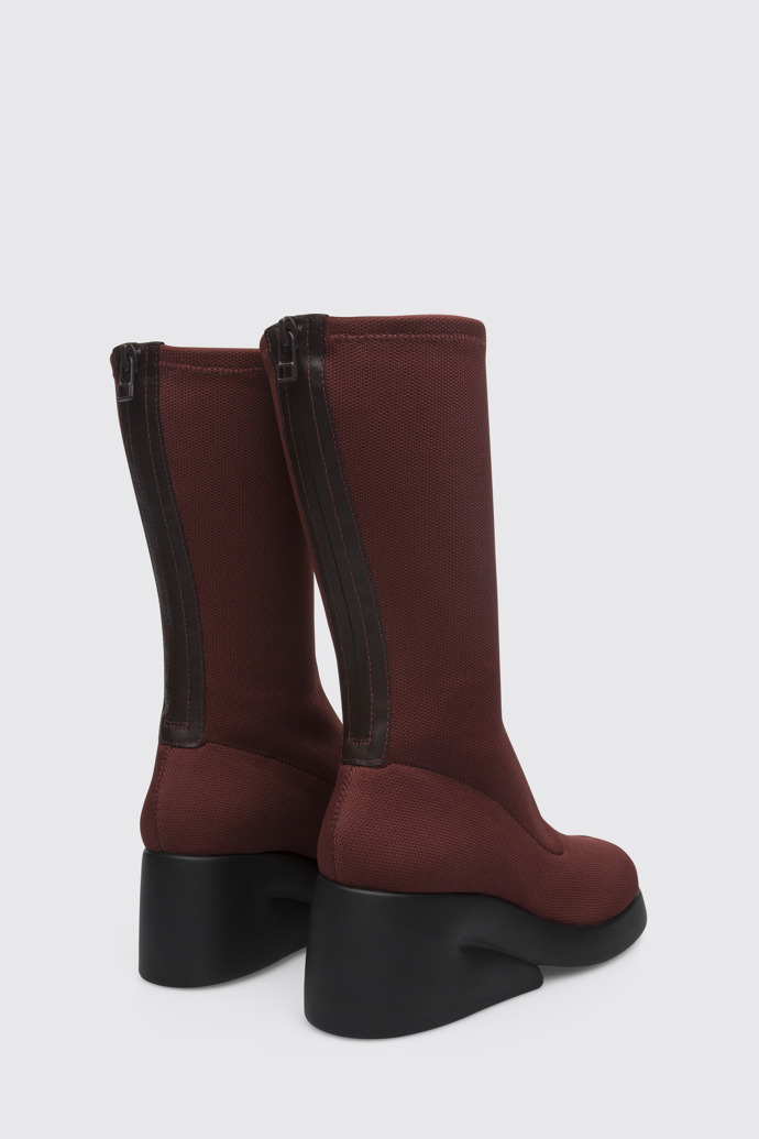 Back view of Kaah Burgundy high boot for women