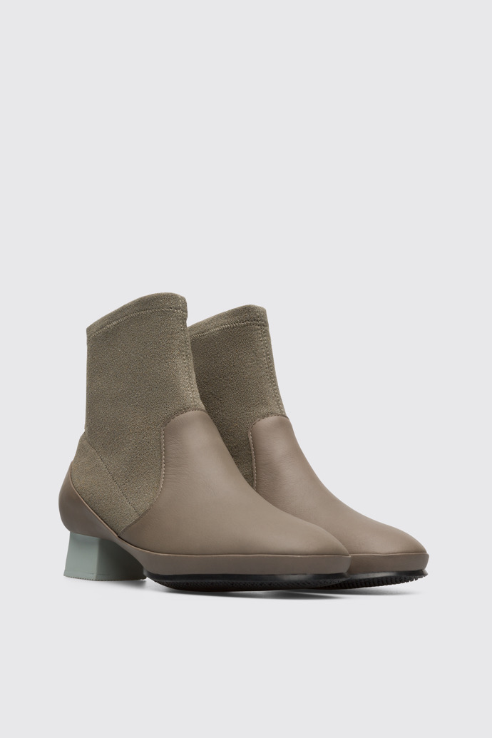 Front view of Twins Greenish grey TWINS ankle boot for women