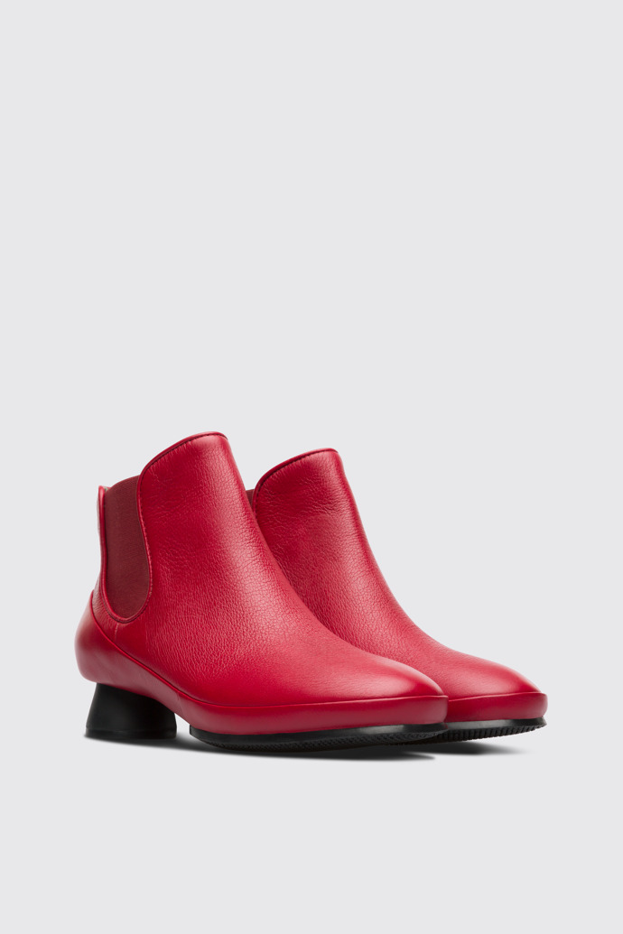 Front view of Alright Red ankle boot for women