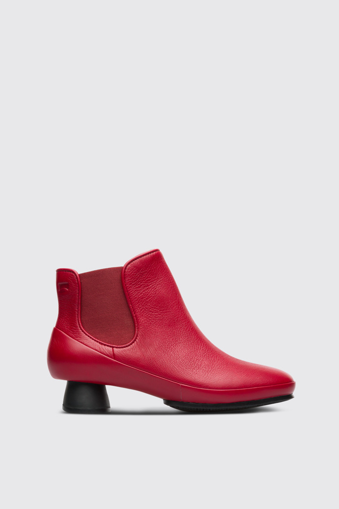 Side view of Alright Red ankle boot for women