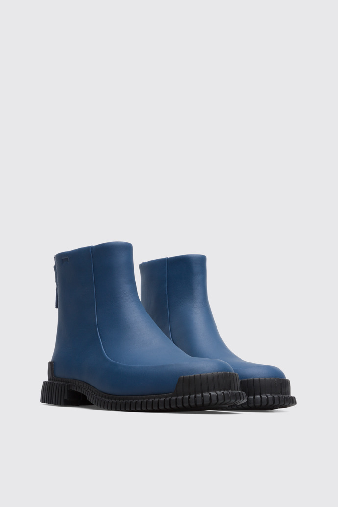 Front view of Pix Blue zip-up ankle boot for women