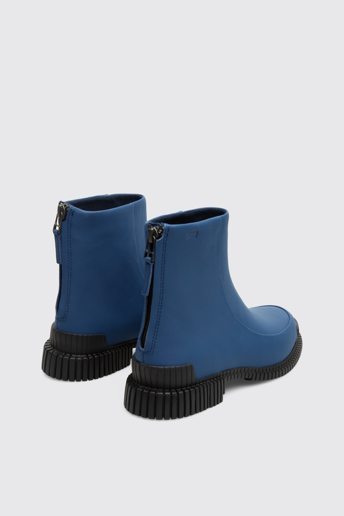 Back view of Pix Blue zip-up ankle boot for women