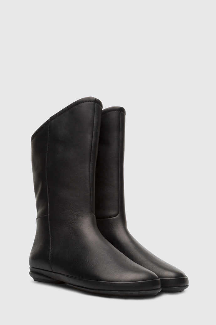 Front view of Right Black mid boot for women