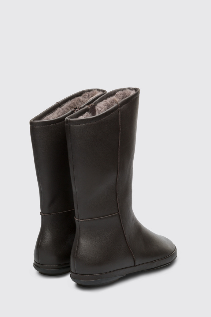 Back view of Right Brown mid boot for women