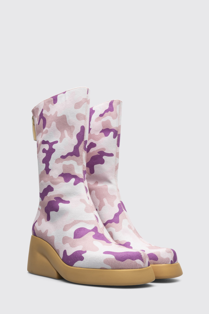 Front view of Ssense & Petra Collins Camouflage high boots for women