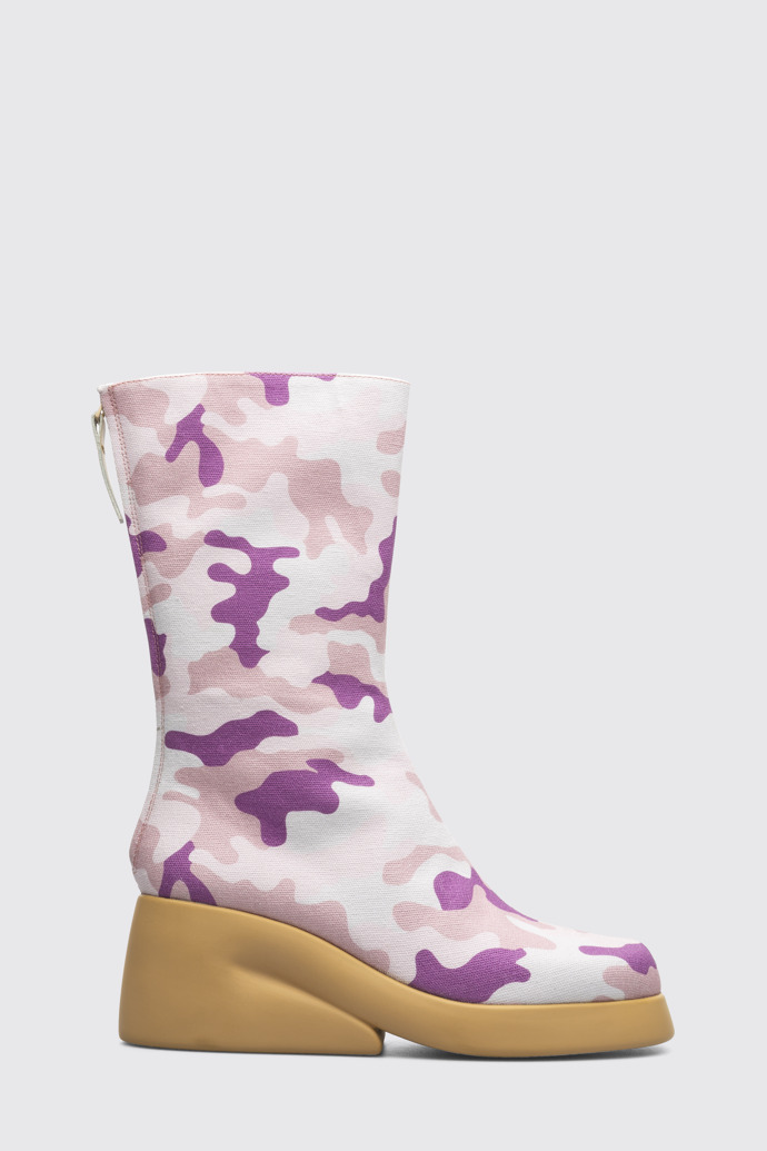 Image of Side view of Ssense & Petra Collins Camouflage high boots for women