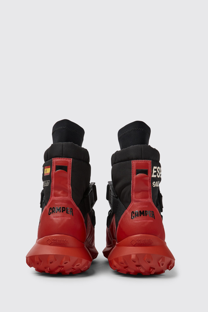 Back view of Camper x SailGP Black and red boots for women