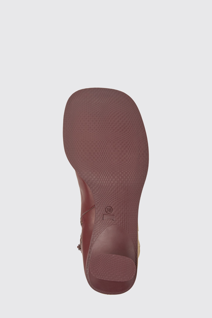 The sole of Twins Burgundy and yellow ankle boots for women