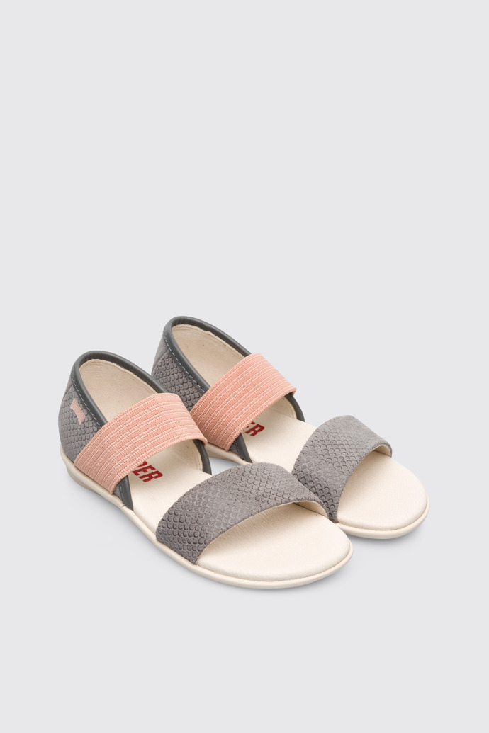 Front view of Right Grey Sandals for Kids