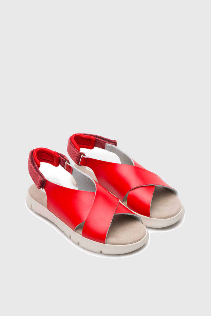 Front view of Oruga Red Sandals for Kids