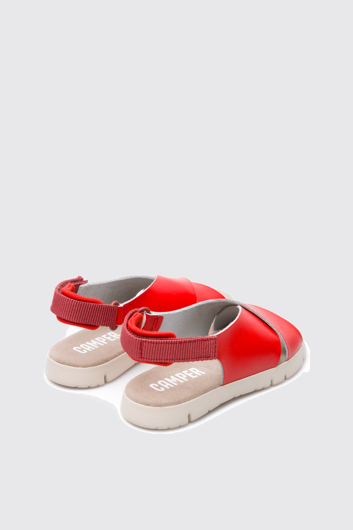 Back view of Oruga Red Sandals for Kids