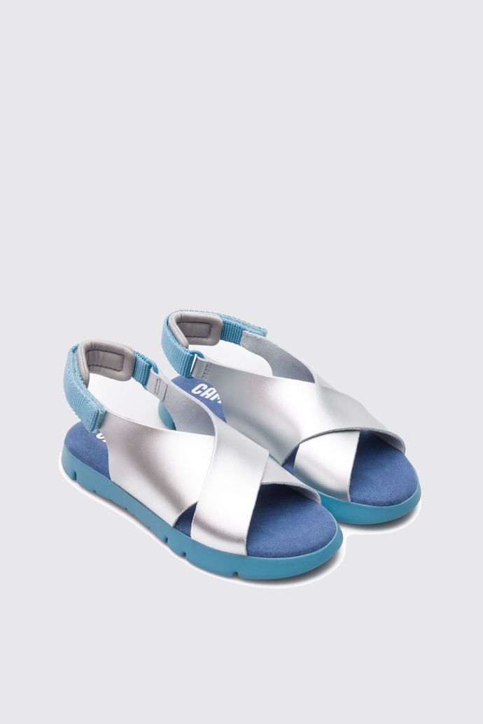 Front view of Oruga Grey Sandals for Kids