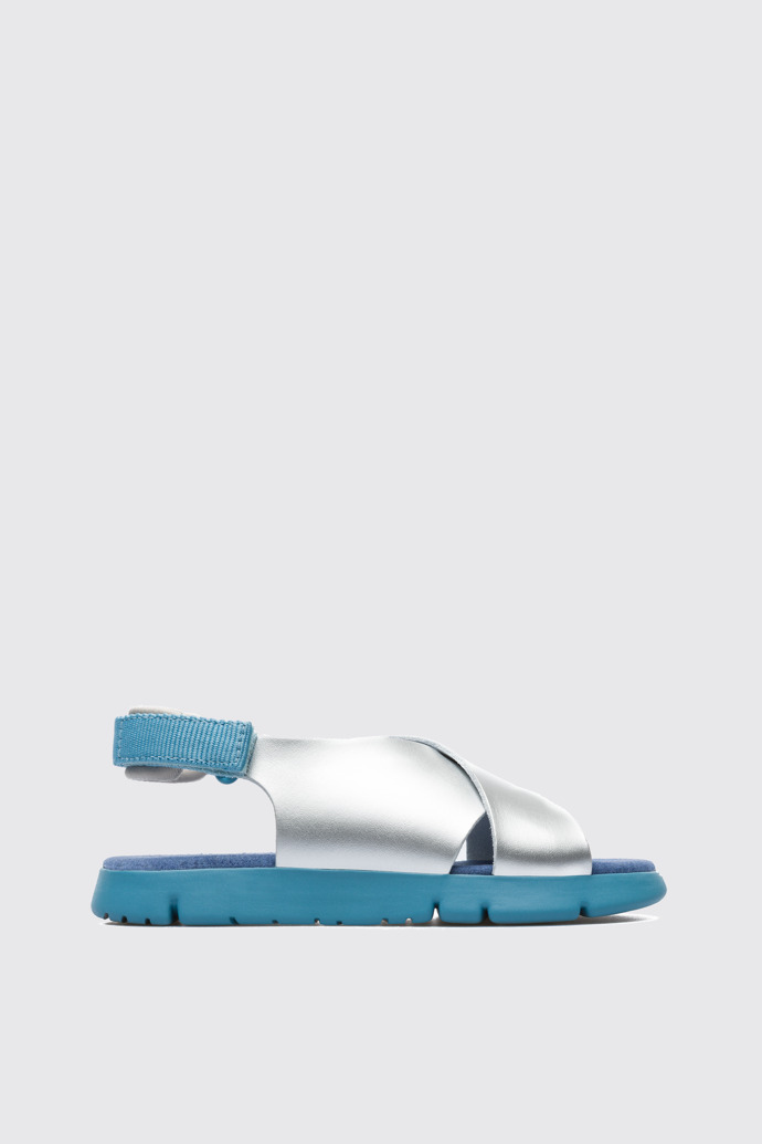 Side view of Oruga Grey Sandals for Kids