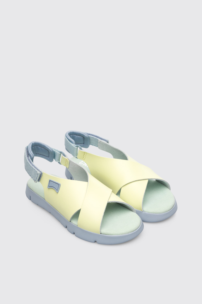 Front view of Oruga Yellow Sandals for Kids