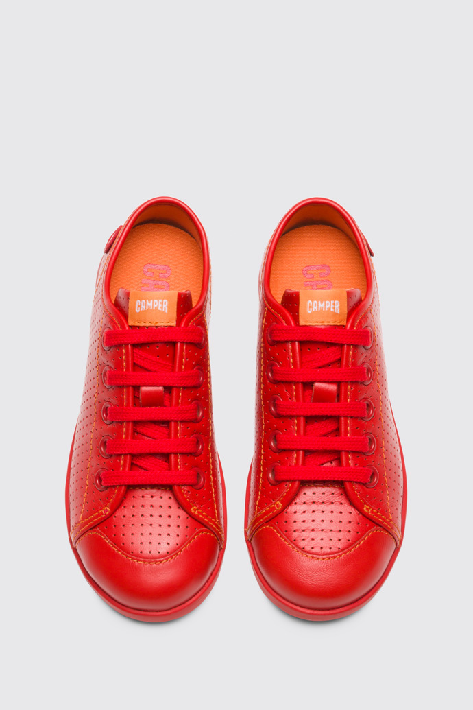 Overhead view of Noon Red Sneakers for Kids