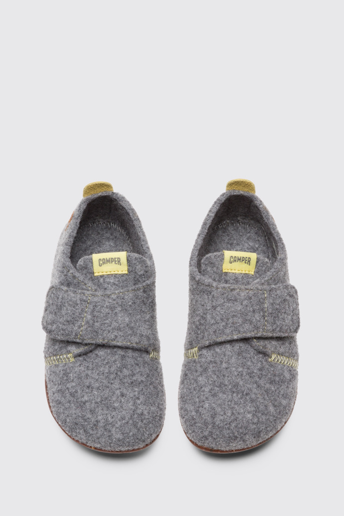 Overhead view of Wabi Grey Slippers for Kids
