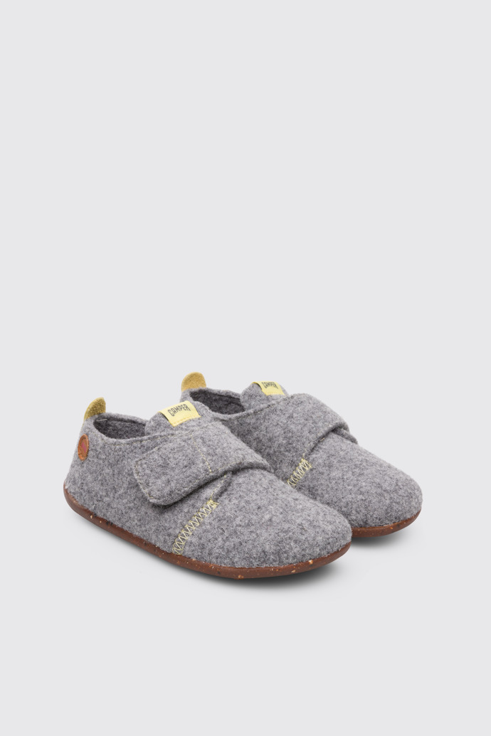 Front view of Wabi Grey Slippers for Kids
