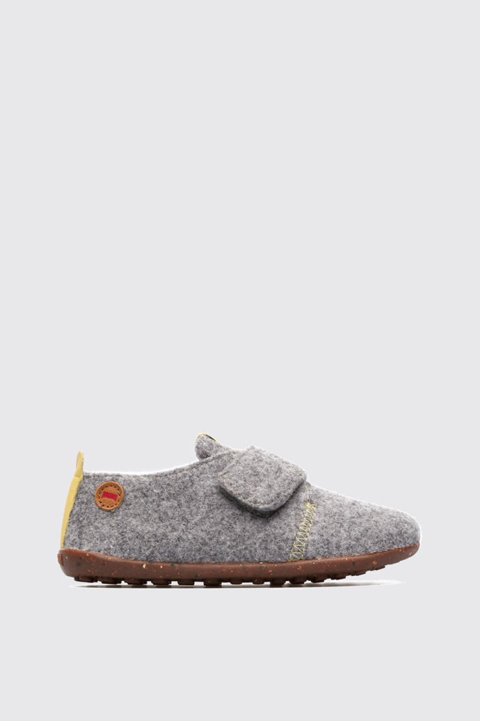 Side view of Wabi Grey Slippers for Kids