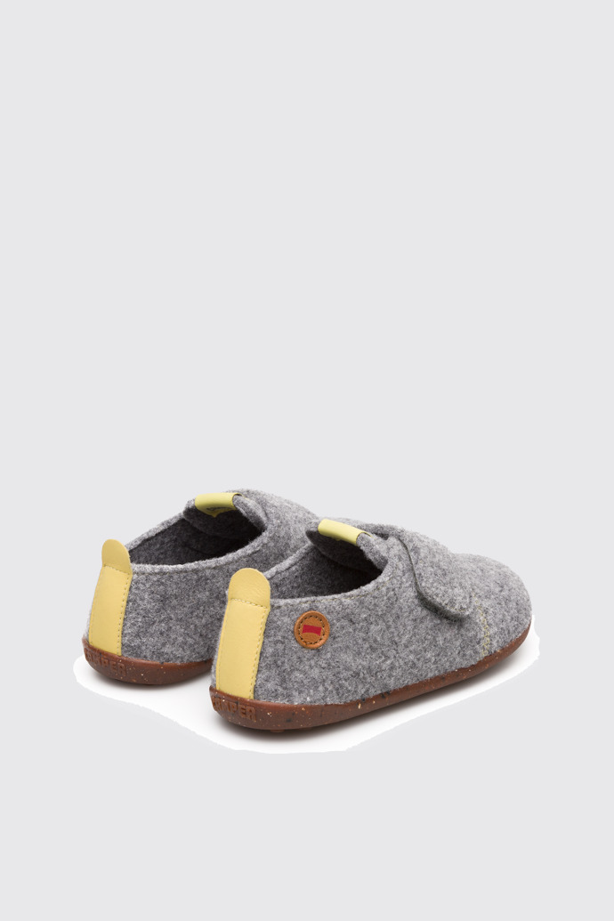 Back view of Wabi Grey Slippers for Kids