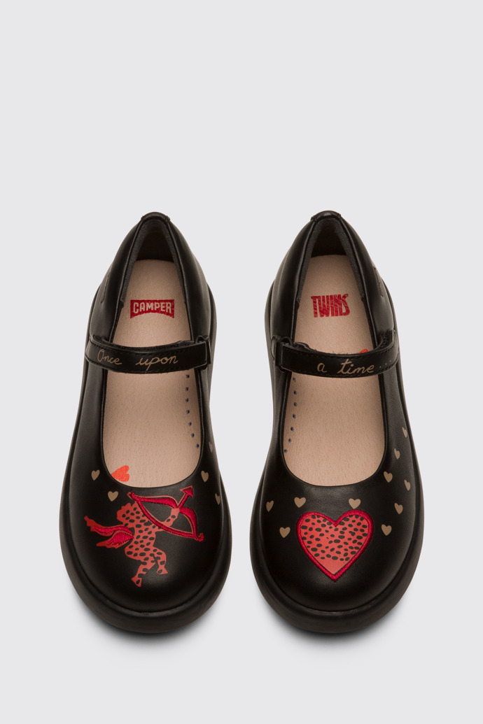 Overhead view of Twins Black Ballerinas for Kids