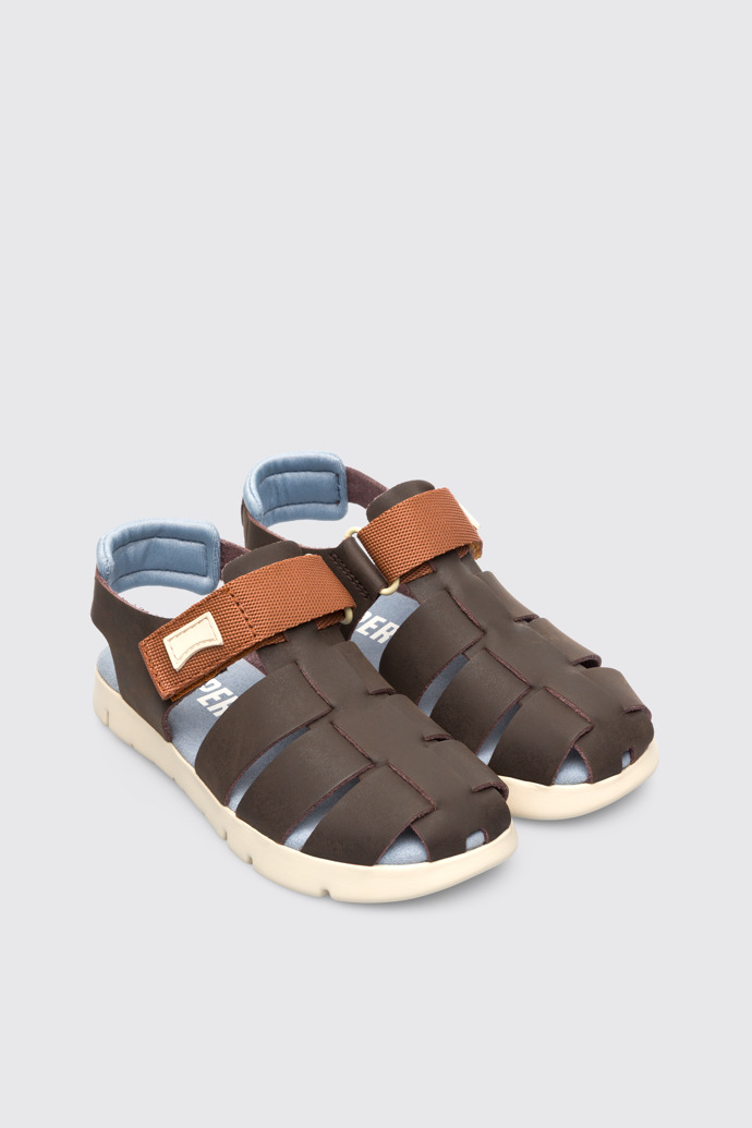 Front view of Oruga Brown Sandals for Kids