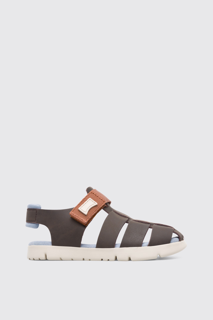 Side view of Oruga Brown Sandals for Kids