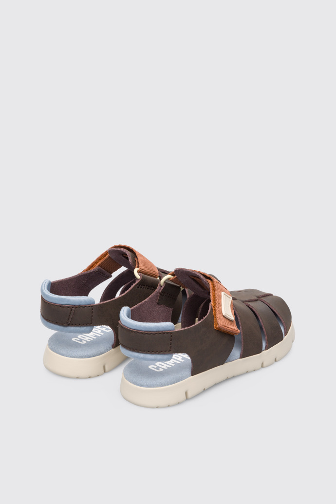 Back view of Oruga Brown Sandals for Kids