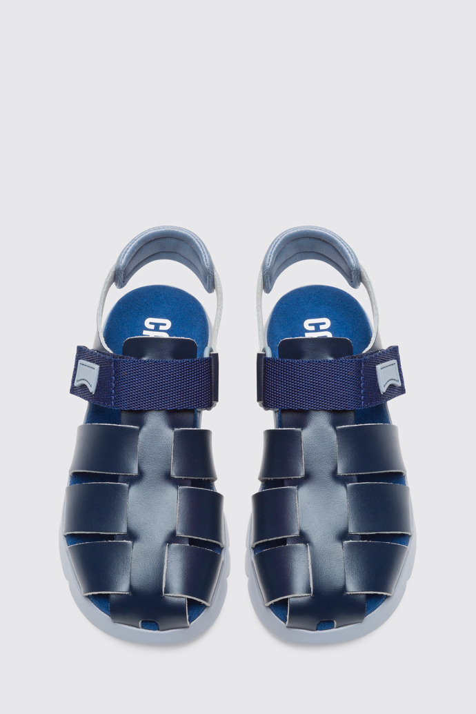 Overhead view of Oruga Blue Sandals for Kids