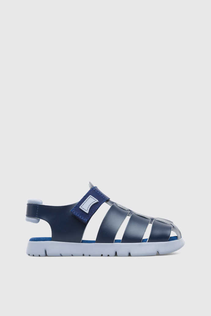 Side view of Oruga Blue Sandals for Kids