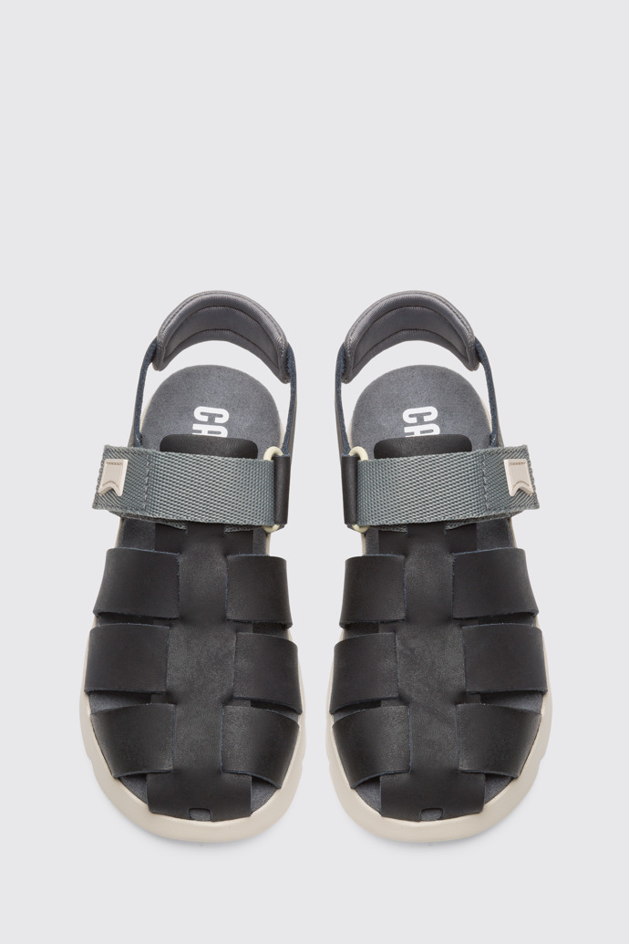 Overhead view of Oruga Black Sandals for Kids