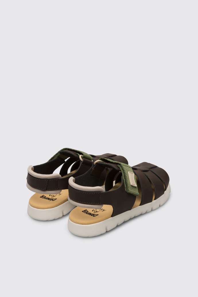 Back view of Oruga Brown sandal for kids