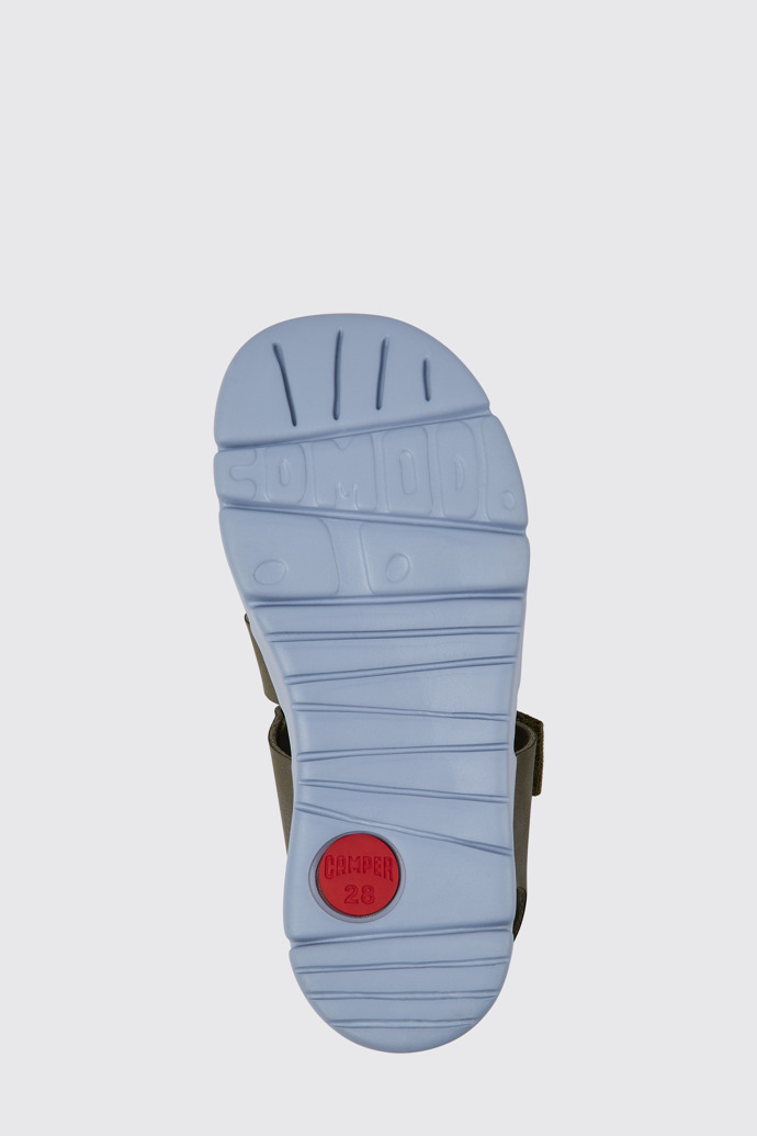 The sole of Oruga Green leather sandals for kids