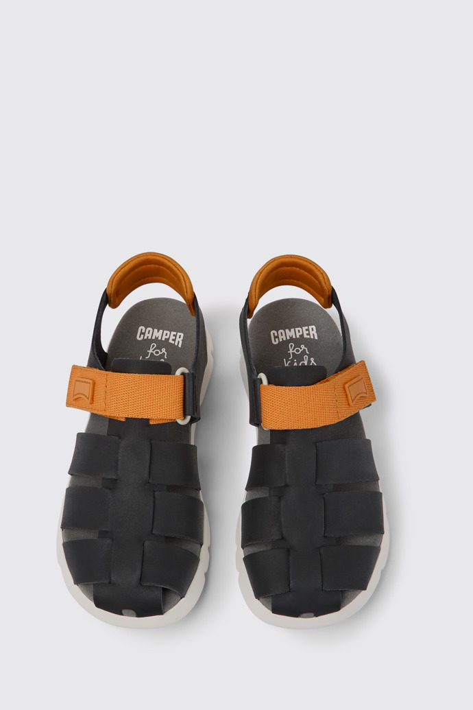 Oruga Zwarte en oranje leren kindersandalen
